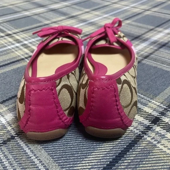 Coach Women's Pink and Brown Flats - Picture 3 of 5